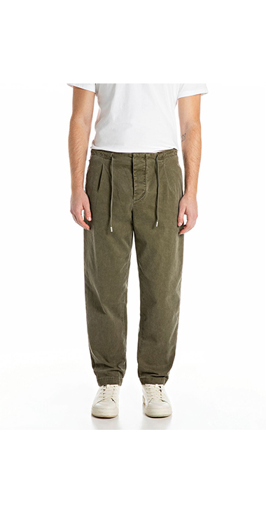 リラックステーパード コットンツイルジョグパンツ